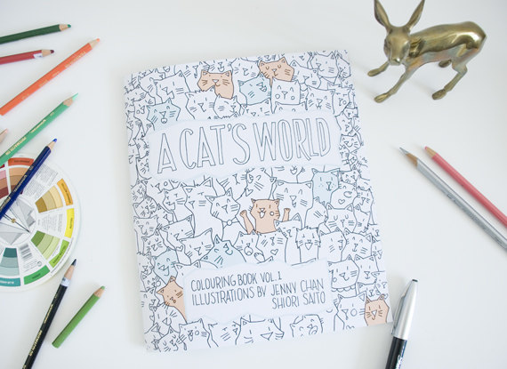 Cat adult colouring book
