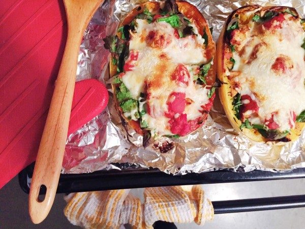 Chicken tomato stuffed spaghetti squash bowls