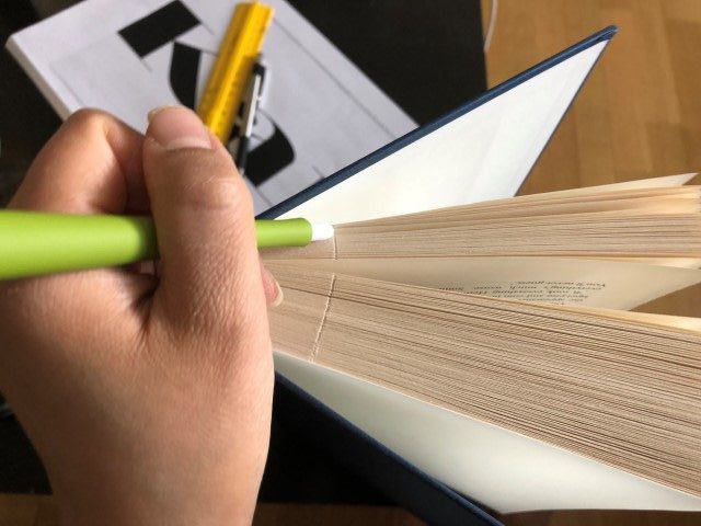 Cutting notch into book