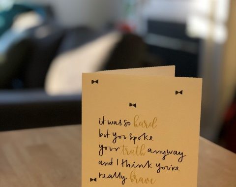 A card for Dr. Christine Blasey Ford