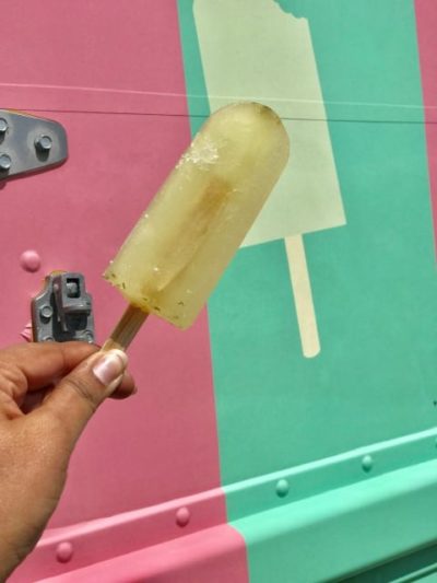 Dill pickle flavoured frozen ice pop