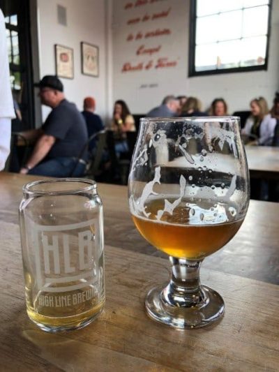 Beer glasses at Pedal Pub bike tour