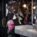 Floral wallpaper in cool Calgary bathroom