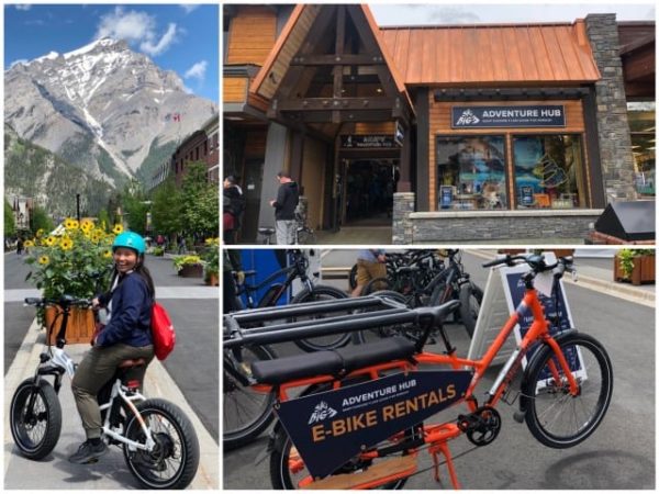 Bike rentals at SkiBig3 Adventure Hub on Banff Avenue.