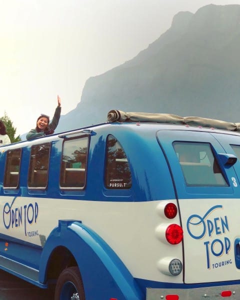 Open Top Touring stops at viewpoint in Banff