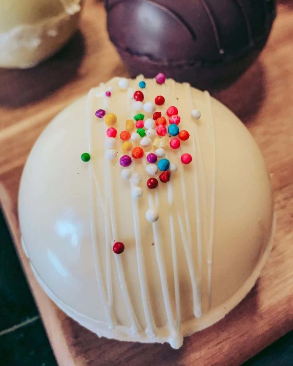 Hot chocolate bomb with sprinkles