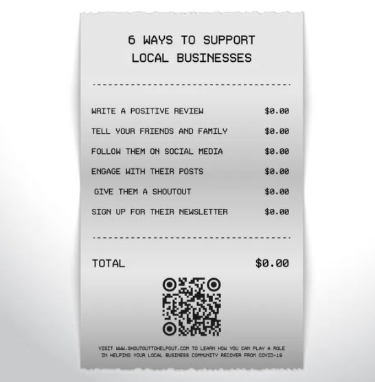 Ways to show support for local businesses by using social media.