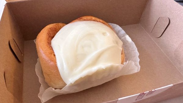 Cobs Bread cinnamon bun with icing